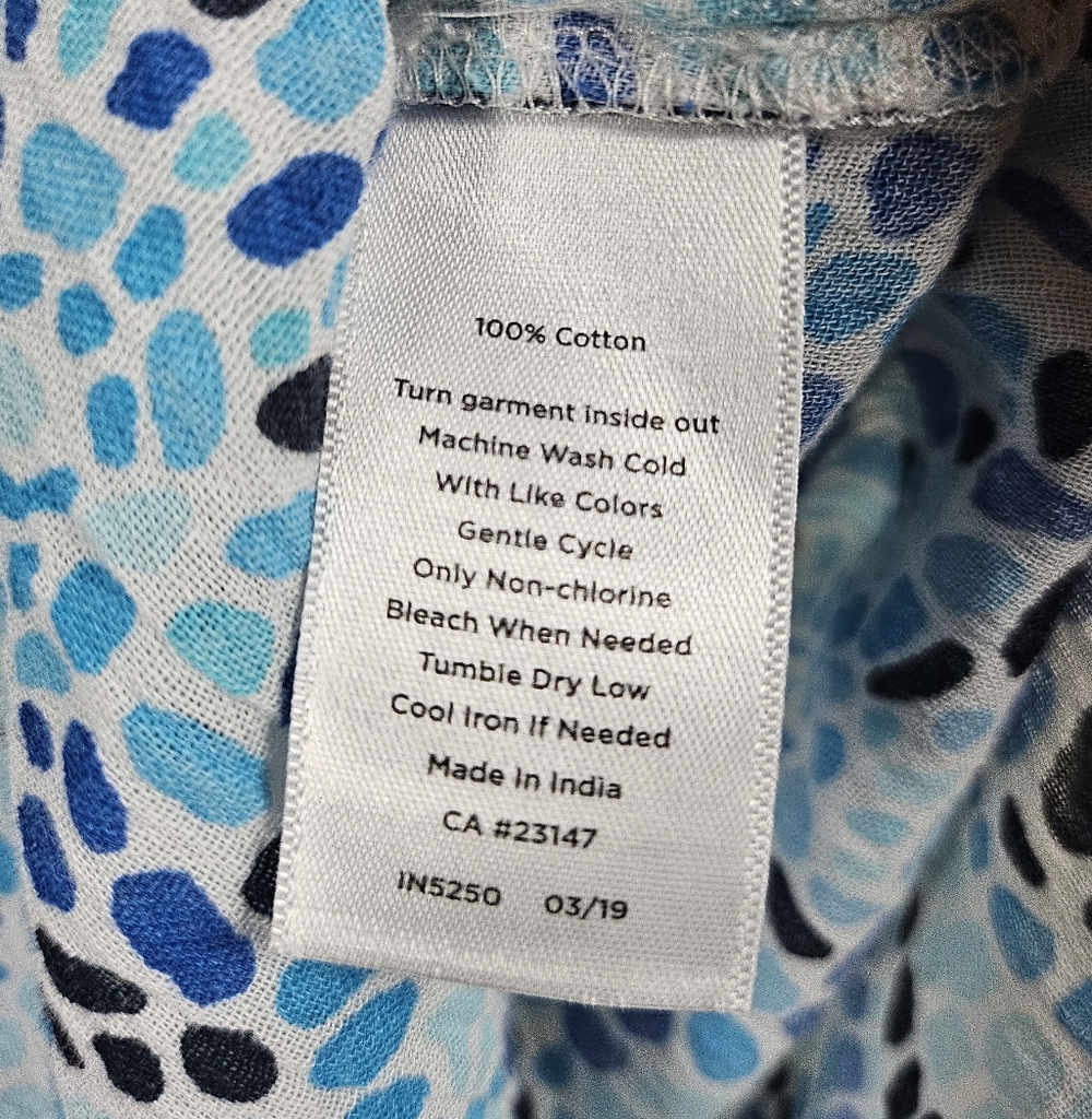 Talbots Factory Blue Mosaic Lightweight Cotton Longline Tunic Top, Size M - Picture 8 of 8